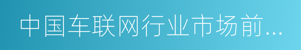 中国车联网行业市场前瞻与投资分析报告的同义词