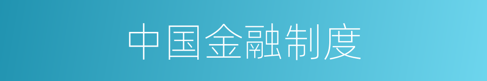 中国金融制度的同义词