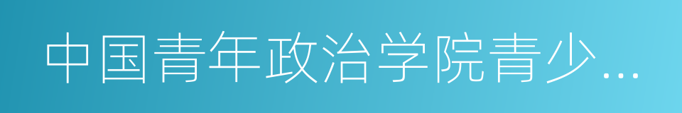 中国青年政治学院青少年研究院的同义词