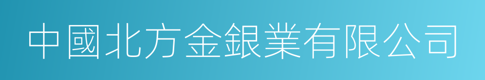 中國北方金銀業有限公司的意思