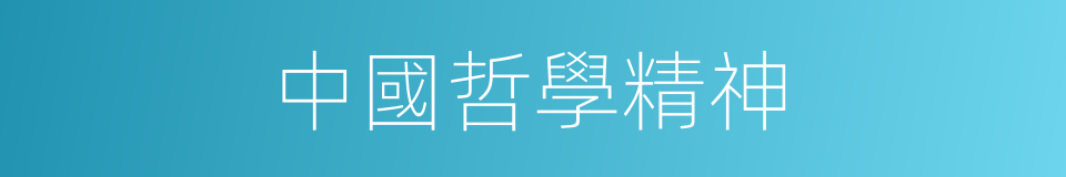 中國哲學精神的同義詞