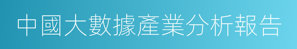 中國大數據產業分析報告的同義詞