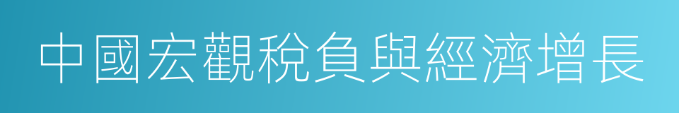 中國宏觀稅負與經濟增長的同義詞