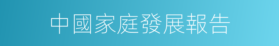 中國家庭發展報告的同義詞