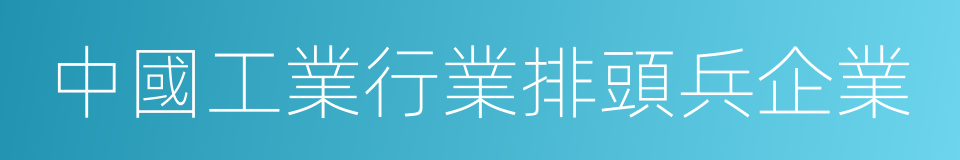 中國工業行業排頭兵企業的同義詞