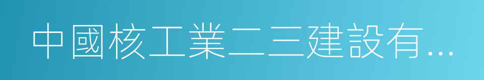 中國核工業二三建設有限公司的同義詞