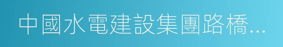 中國水電建設集團路橋工程有限公司的同義詞