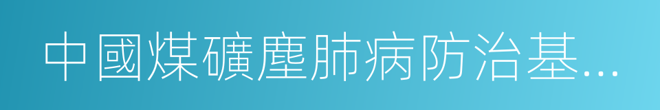 中國煤礦塵肺病防治基金會的同義詞