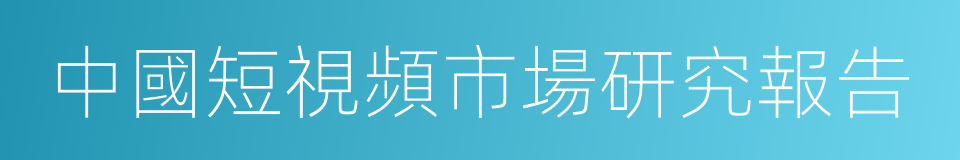 中國短視頻市場研究報告的同義詞