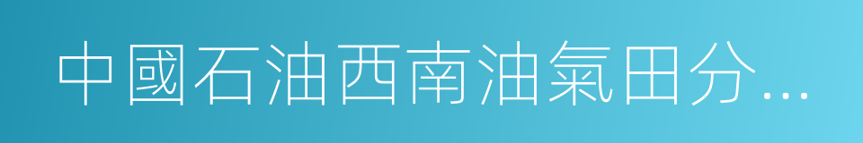 中國石油西南油氣田分公司的同義詞