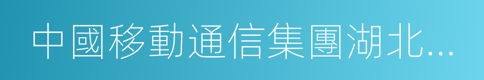 中國移動通信集團湖北有限公司的同義詞