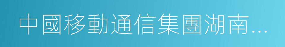 中國移動通信集團湖南有限公司的同義詞