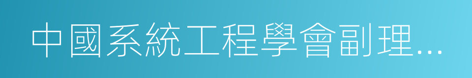 中國系統工程學會副理事長的同義詞