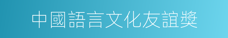 中國語言文化友誼獎的同義詞