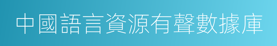 中國語言資源有聲數據庫的同義詞