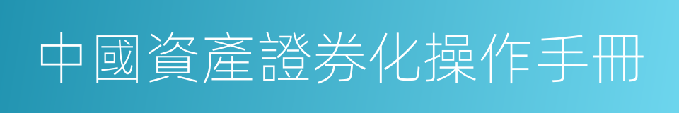 中國資產證券化操作手冊的同義詞