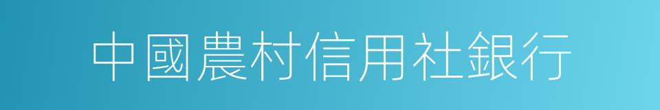 中國農村信用社銀行的同義詞