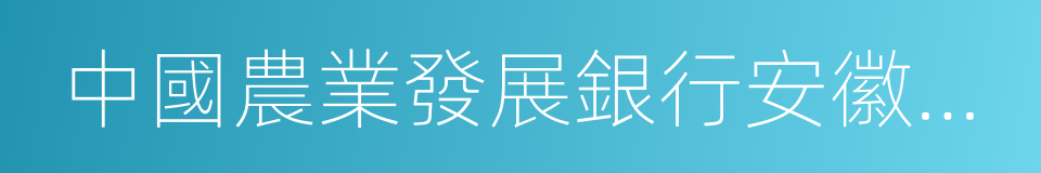 中國農業發展銀行安徽省分行的同義詞