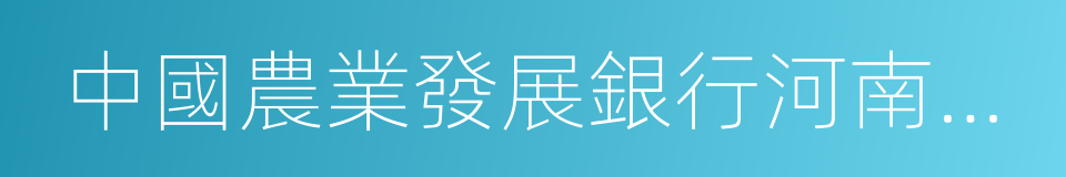 中國農業發展銀行河南省分行的同義詞