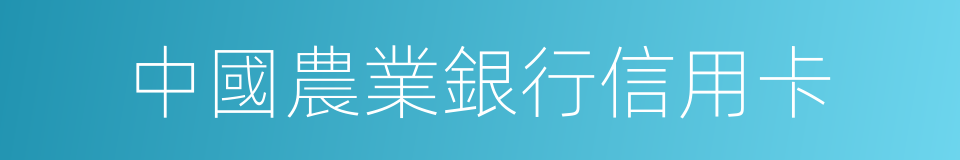 中國農業銀行信用卡的同義詞