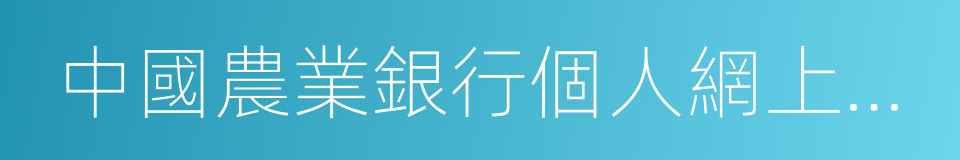 中國農業銀行個人網上銀行的同義詞
