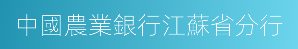 中國農業銀行江蘇省分行的同義詞