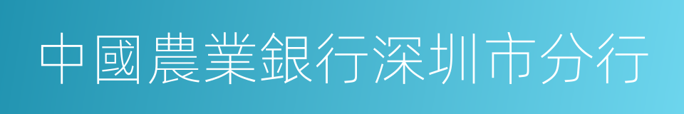 中國農業銀行深圳市分行的同義詞