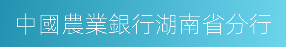 中國農業銀行湖南省分行的同義詞