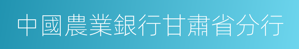 中國農業銀行甘肅省分行的同義詞