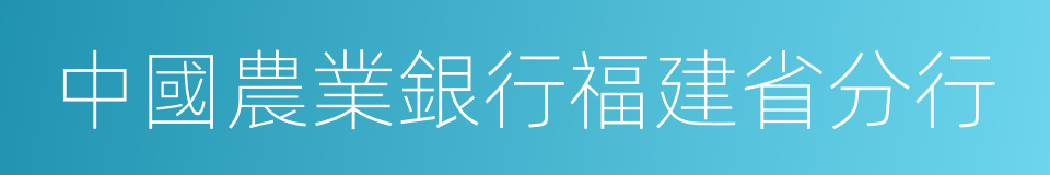 中國農業銀行福建省分行的同義詞