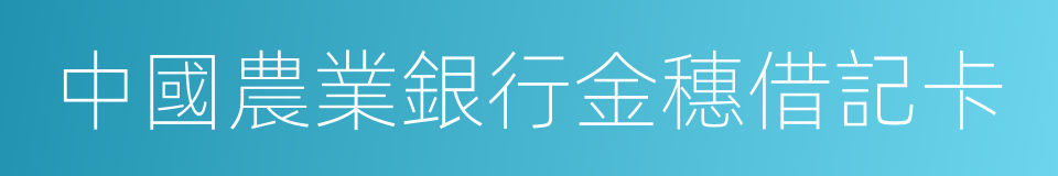 中國農業銀行金穗借記卡的同義詞