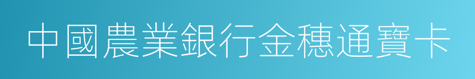 中國農業銀行金穗通寶卡的同義詞