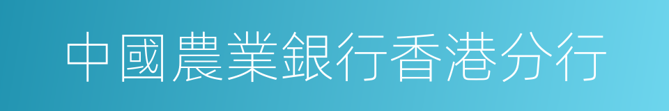 中國農業銀行香港分行的同義詞