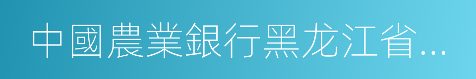 中國農業銀行黑龙江省分行的同義詞