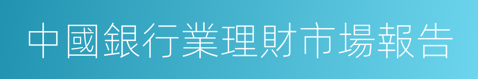 中國銀行業理財市場報告的同義詞