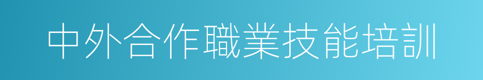 中外合作職業技能培訓的同義詞