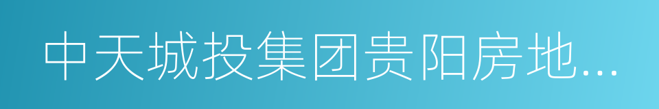 中天城投集团贵阳房地产开发有限公司的同义词