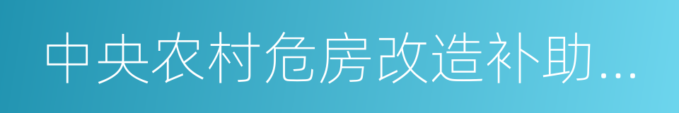 中央农村危房改造补助资金管理暂行办法的同义词