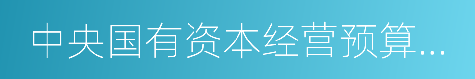 中央国有资本经营预算支出管理暂行办法的同义词