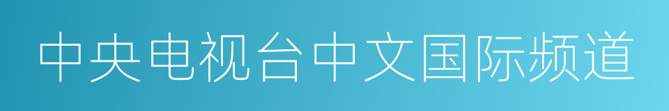 中央电视台中文国际频道的意思