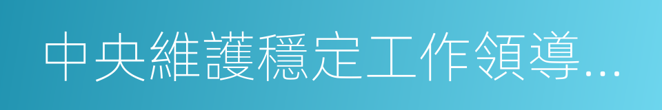 中央維護穩定工作領導小組的同義詞