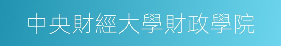 中央財經大學財政學院的同義詞