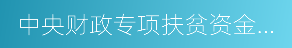 中央财政专项扶贫资金管理办法的同义词