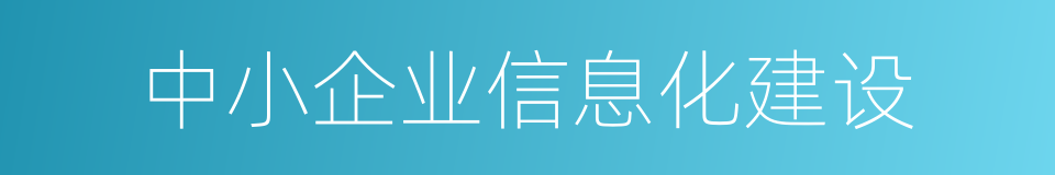 中小企业信息化建设的同义词