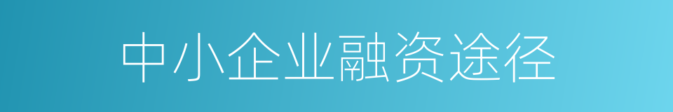 中小企业融资途径的同义词