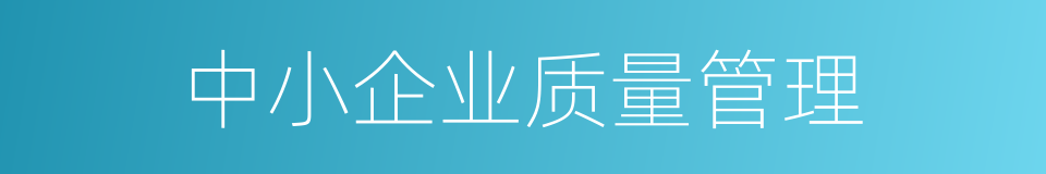 中小企业质量管理的同义词