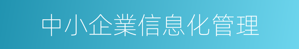 中小企業信息化管理的同義詞