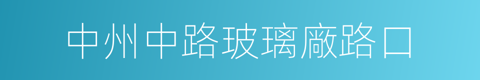 中州中路玻璃廠路口的同義詞