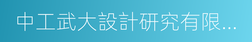 中工武大設計研究有限公司的同義詞