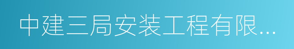 中建三局安装工程有限公司的同义词